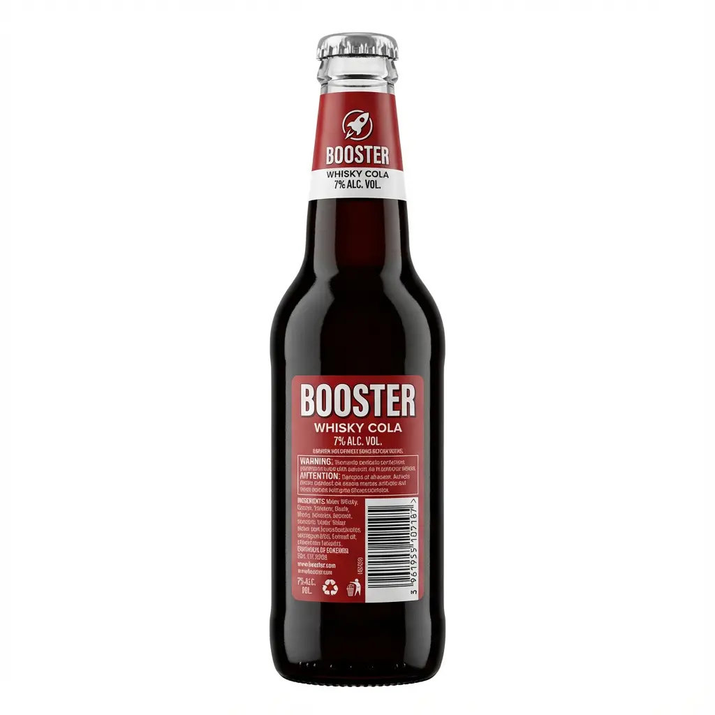 vue laterale bouteille boisson cola alcoolisee booster